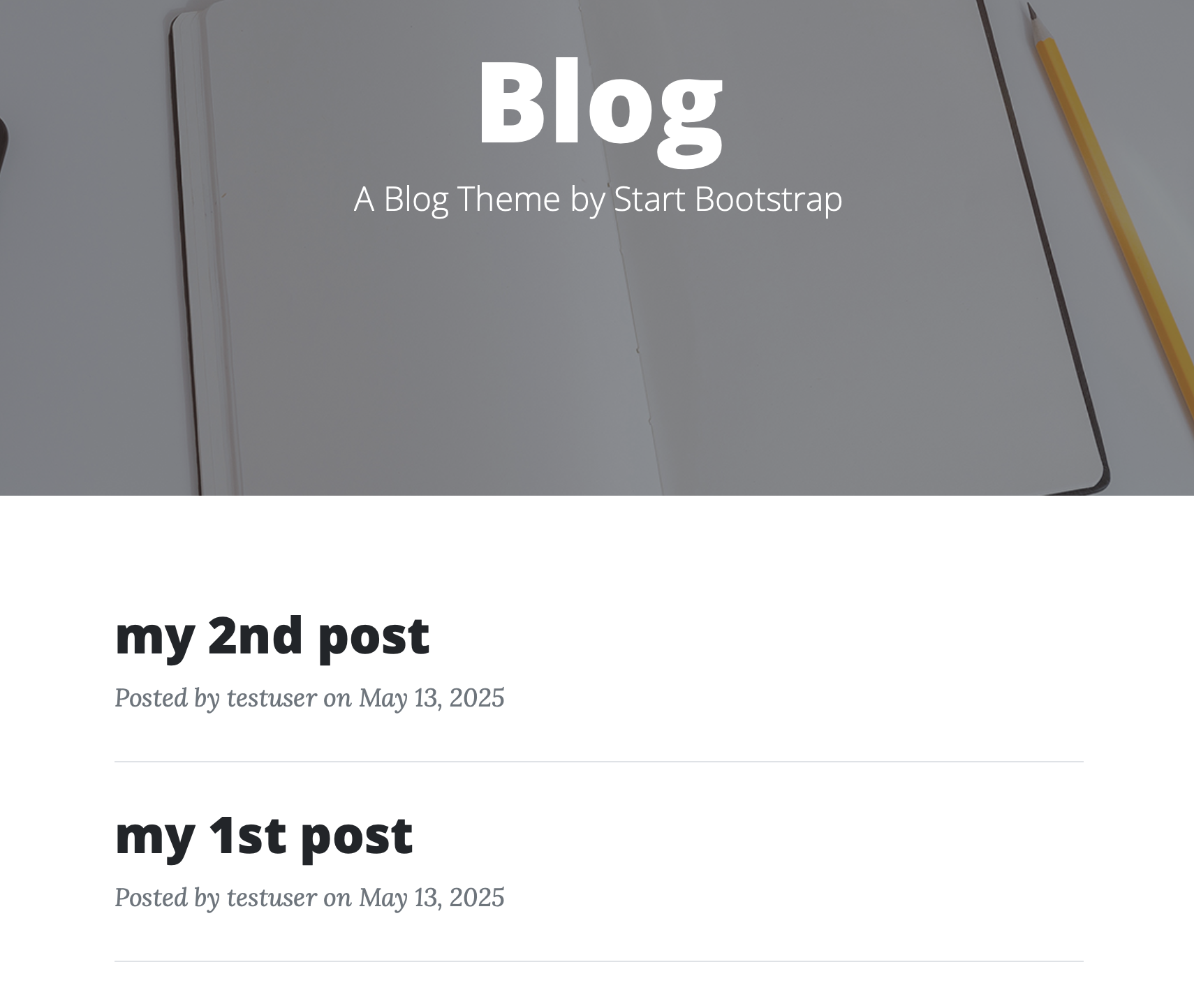 index page of blog