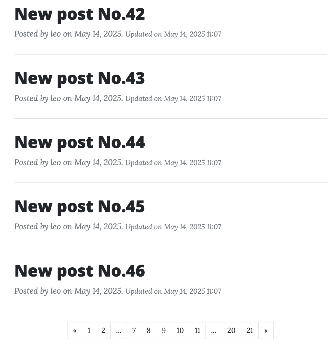Pagination version 2.0 of index